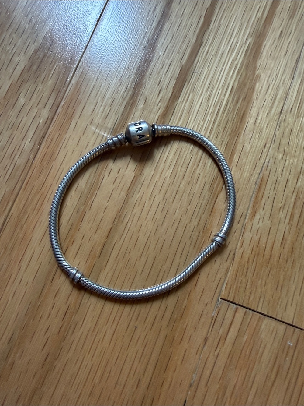 Pandora Silver Snake Chain Charm Bracelet - Shiny Silver